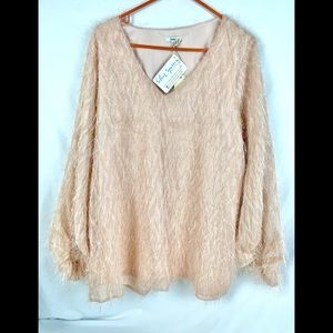 NEW Jodifl light pink blouse with shimmery type fringe 1X